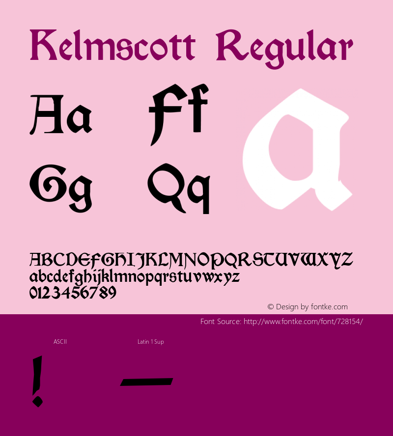 Kelmscott Regular Altsys Fontographer 3.5  12/3/92图片样张