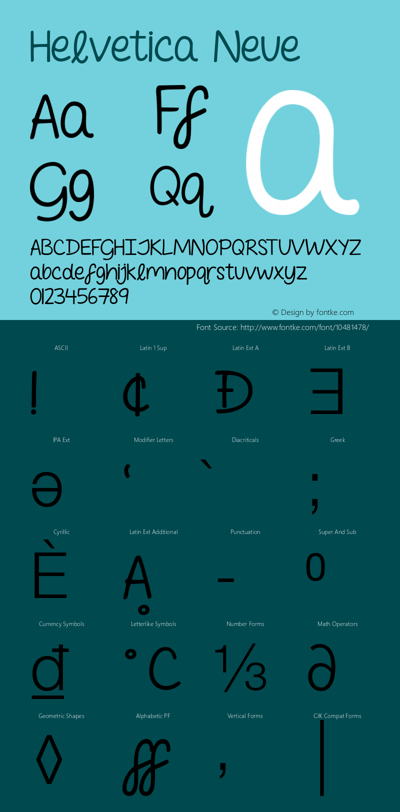 Helvetica Neue 细体 7.1d2e5图片样张