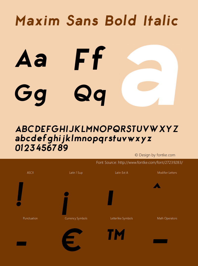 Maxim Sans Bold Italic Version 1.003;Fontself Maker 3.0.1图片样张