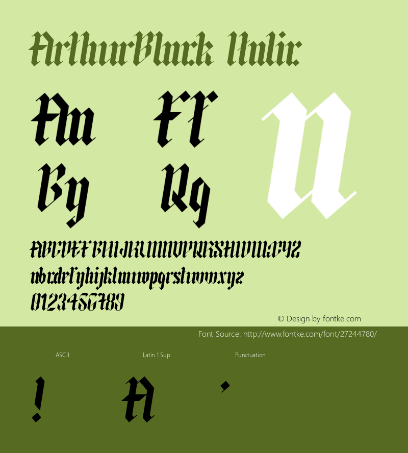 ArthurBlack Italic Version 1.002;Fontself Maker 3.0.1图片样张