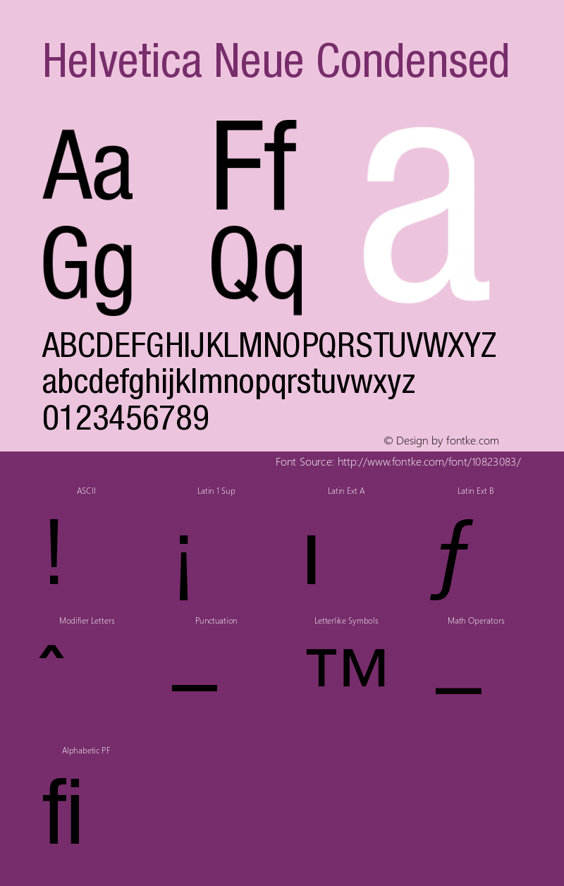 Helvetica Neue Condensed Version 001.000图片样张