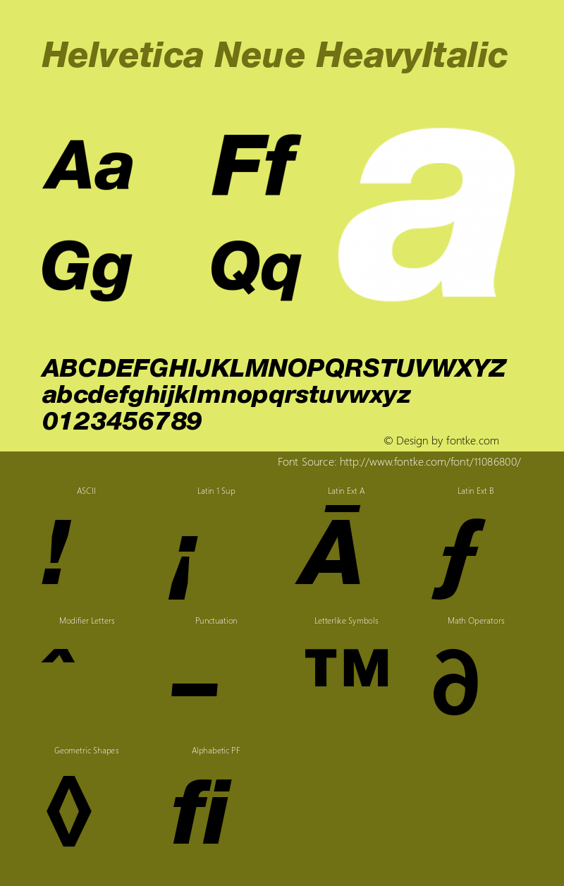 Helvetica Neue HeavyItalic Version 001.000图片样张