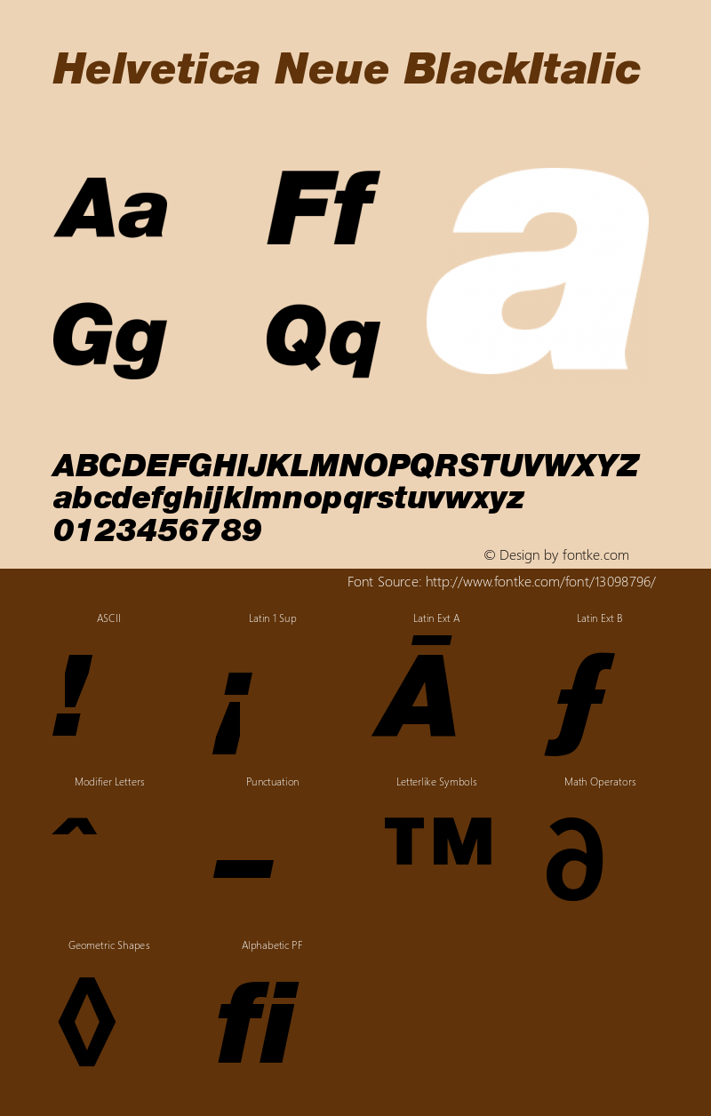 Helvetica Neue BlackItalic Version 001.000图片样张