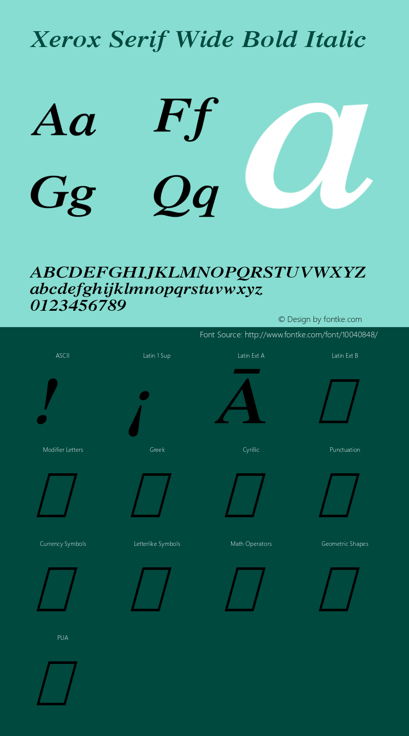 Xerox Serif Wide Bold Italic 1.1图片样张