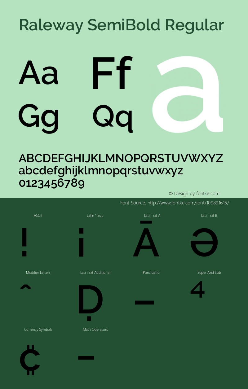 Raleway SemiBold Version 3.000g; ttfautohint (v1.5) -l 8 -r 28 -G 28 -x 14 -D latn -f cyrl -w G -c -X 