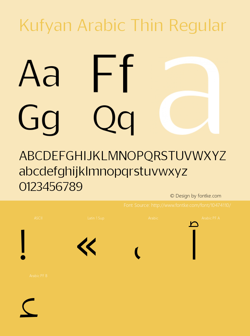Kufyan Arabic Thin Regular Version 1.000图片样张