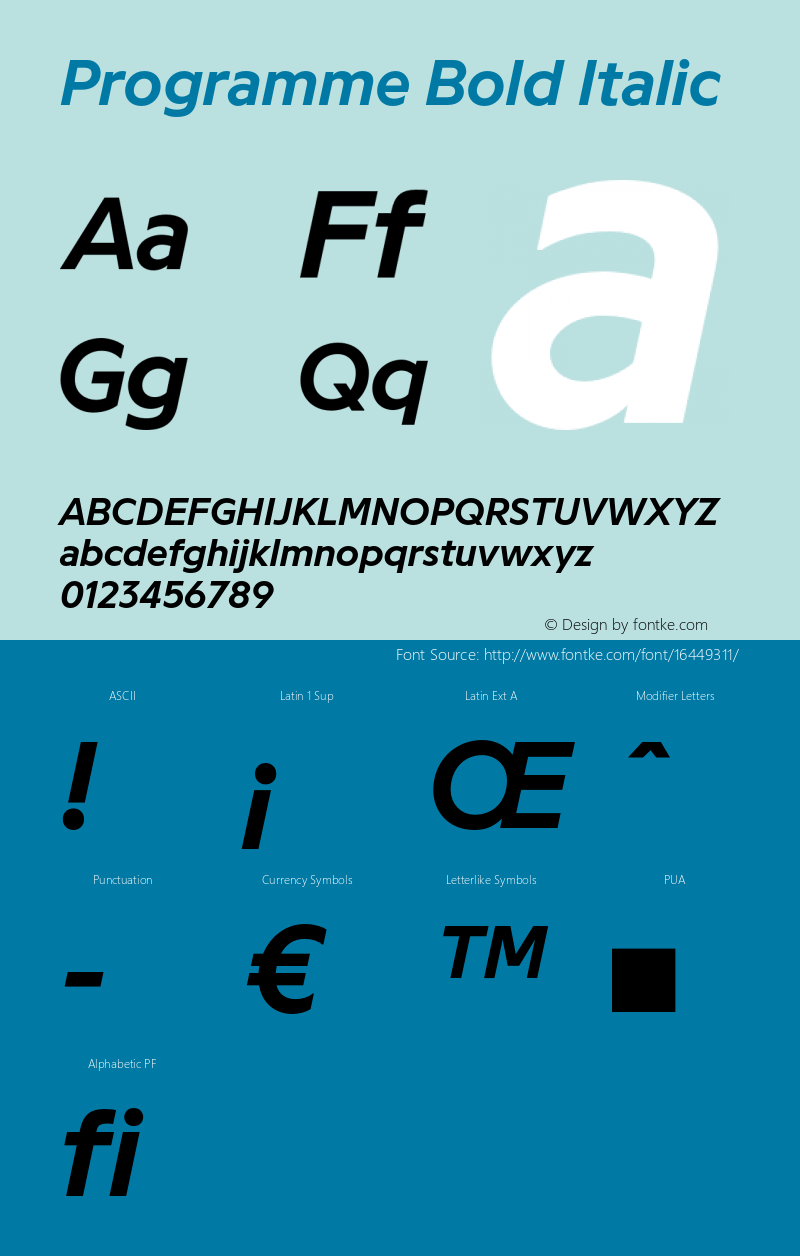 Programme Bold Italic Version 1.000图片样张