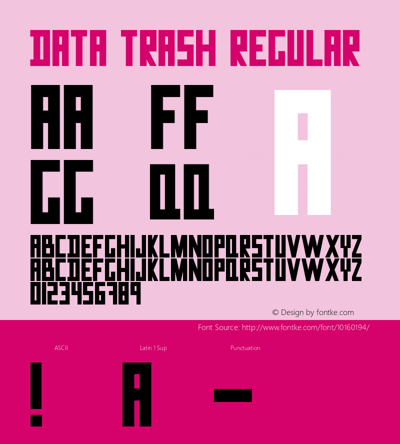 Data Trash Regular Macromedia Fontographer 4.1 8/1/2001图片样张