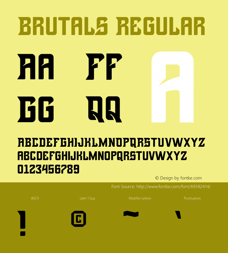 Brutals Version 1.00;May 31, 2020;FontCreator 12.0.0.2563 64-bit图片样张