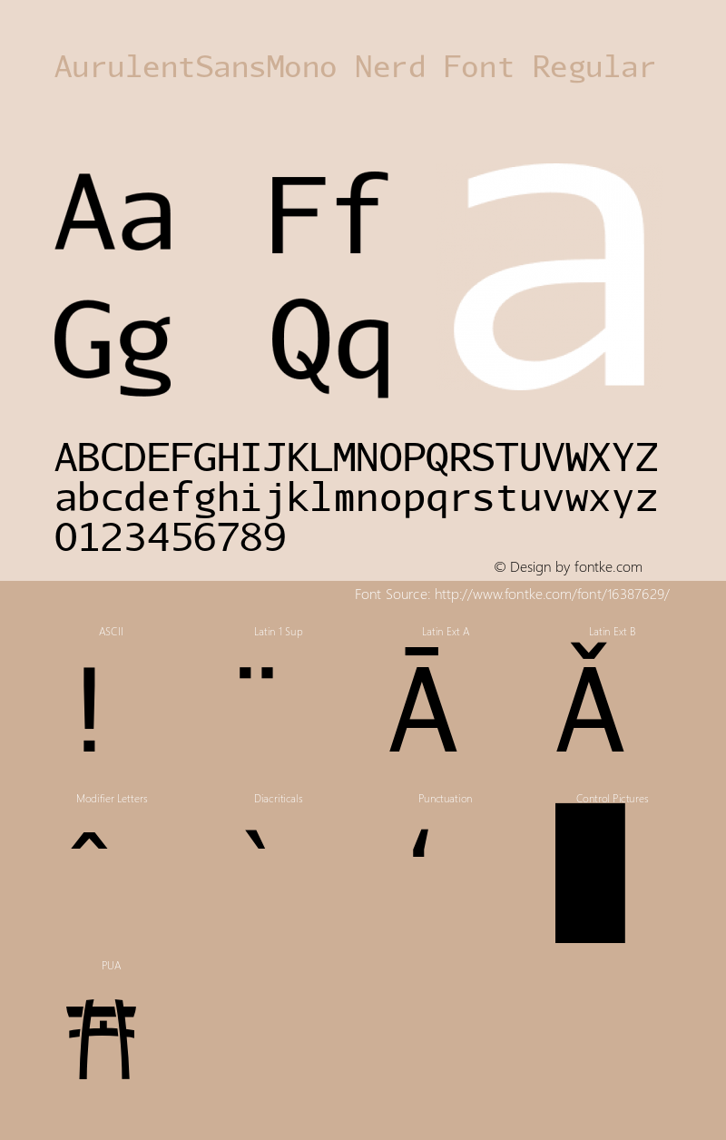 AurulentSansMono Nerd Font Regular Version 2007.05.04图片样张