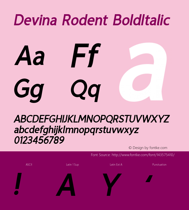 Devina Rodent BoldItalic Version 1.002;Fontself Maker 3.5.4图片样张