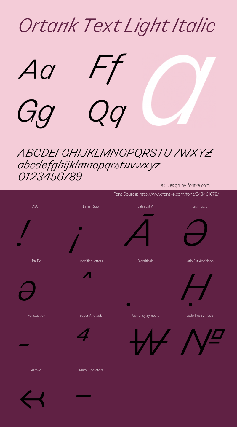 Ortank Text Light Italic Version 1.000 | web-ttf图片样张