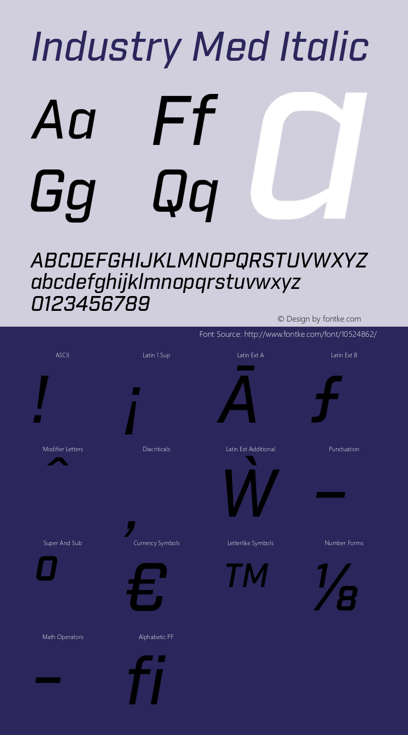 Industry Med Italic Version 1.001;PS 001.001;hotconv 1.0.56图片样张