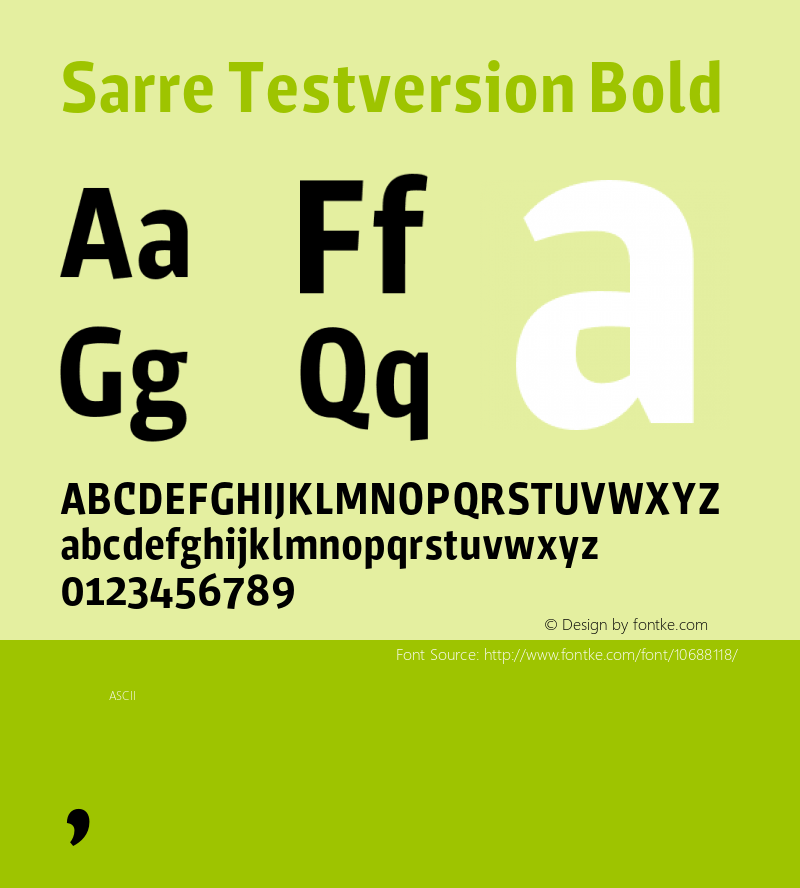 Sarre Testversion Bold Version 1.000;PS 001.000;hotconv 1.0.70;makeotf.lib2.5.58329图片样张