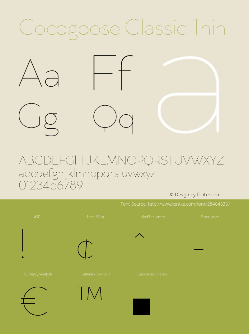 Cocogoose Classic Thin Version 1.000;PS 001.000;hotconv 1.0.88;makeotf.lib2.5.64775图片样张