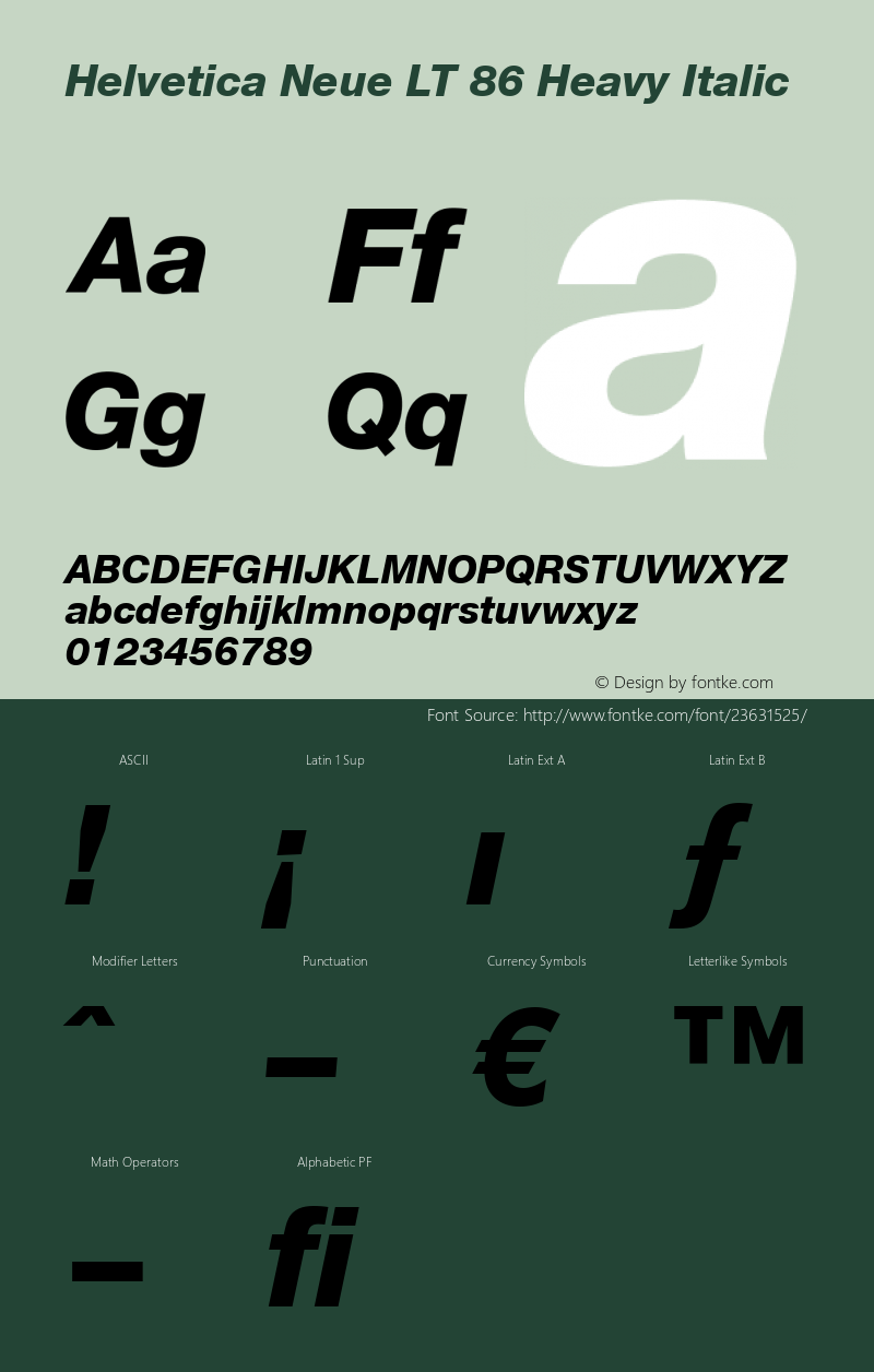 Helvetica LT 86 Heavy Italic Version 6.70; 2006图片样张