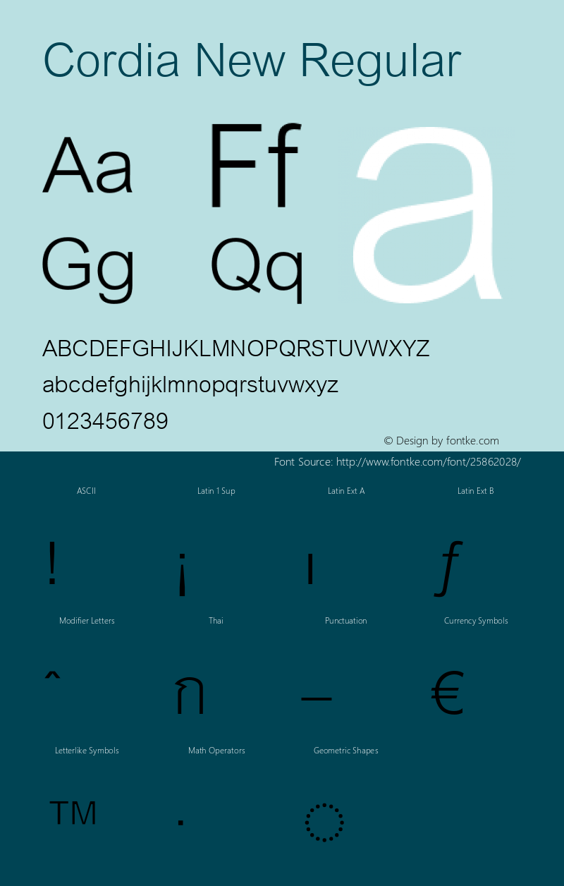 Cordia New Italic Version 5.05图片样张