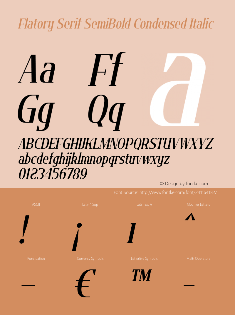 Flatory Serif SemiBold Condensed Italic Version 1.00图片样张