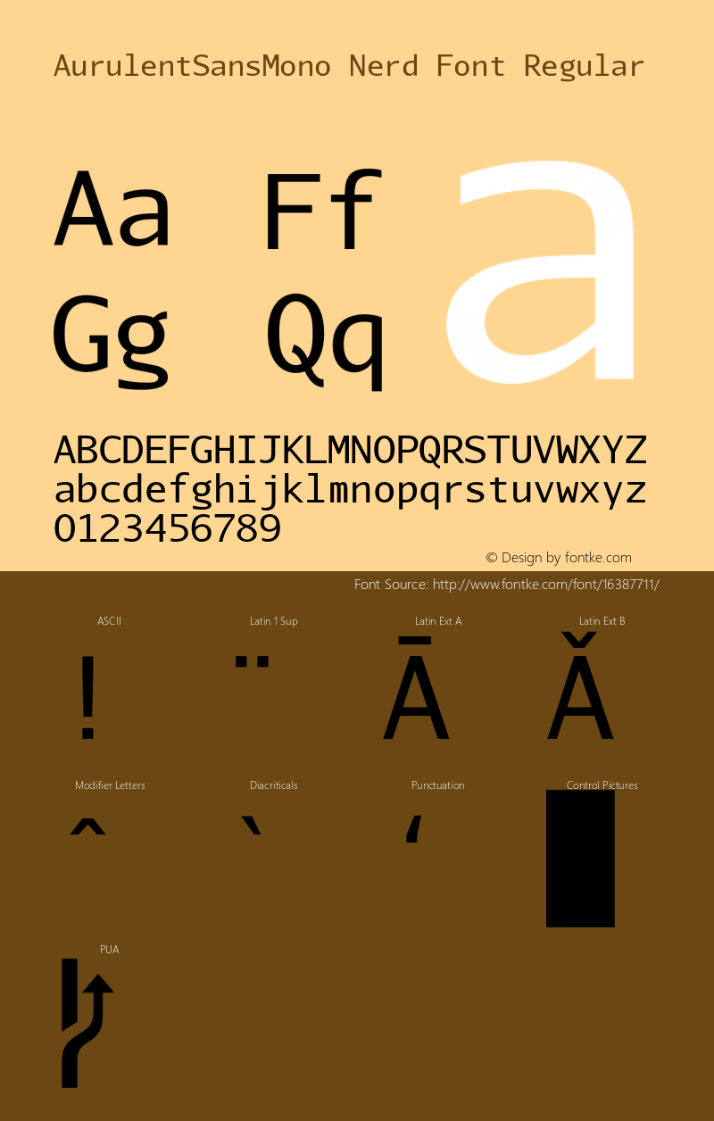 AurulentSansMono Nerd Font Regular Version 2007.05.04图片样张