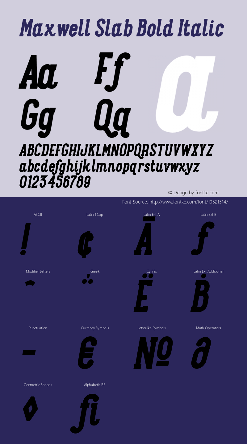 Maxwell Slab Bold Italic Version 1.000图片样张