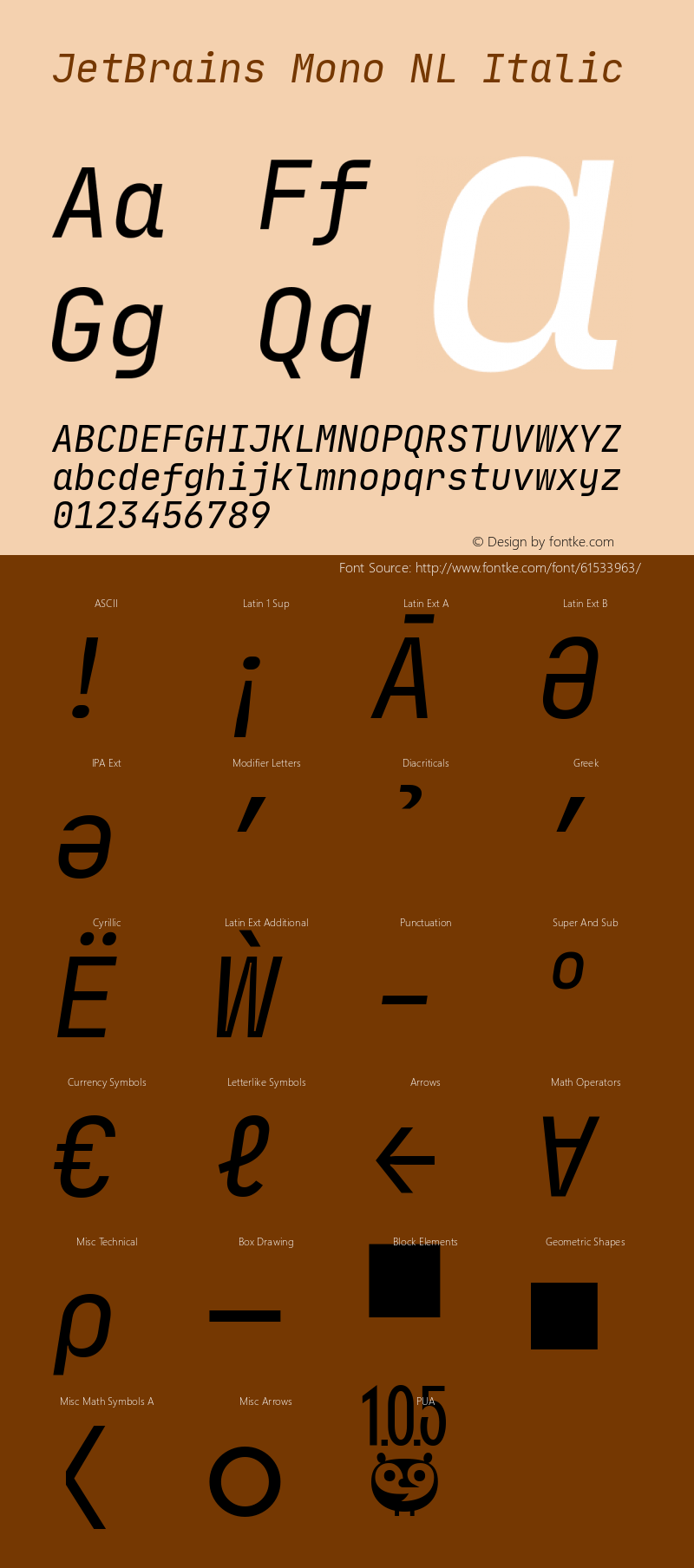 JetBrains Mono NL Italic Version 1.0.5图片样张