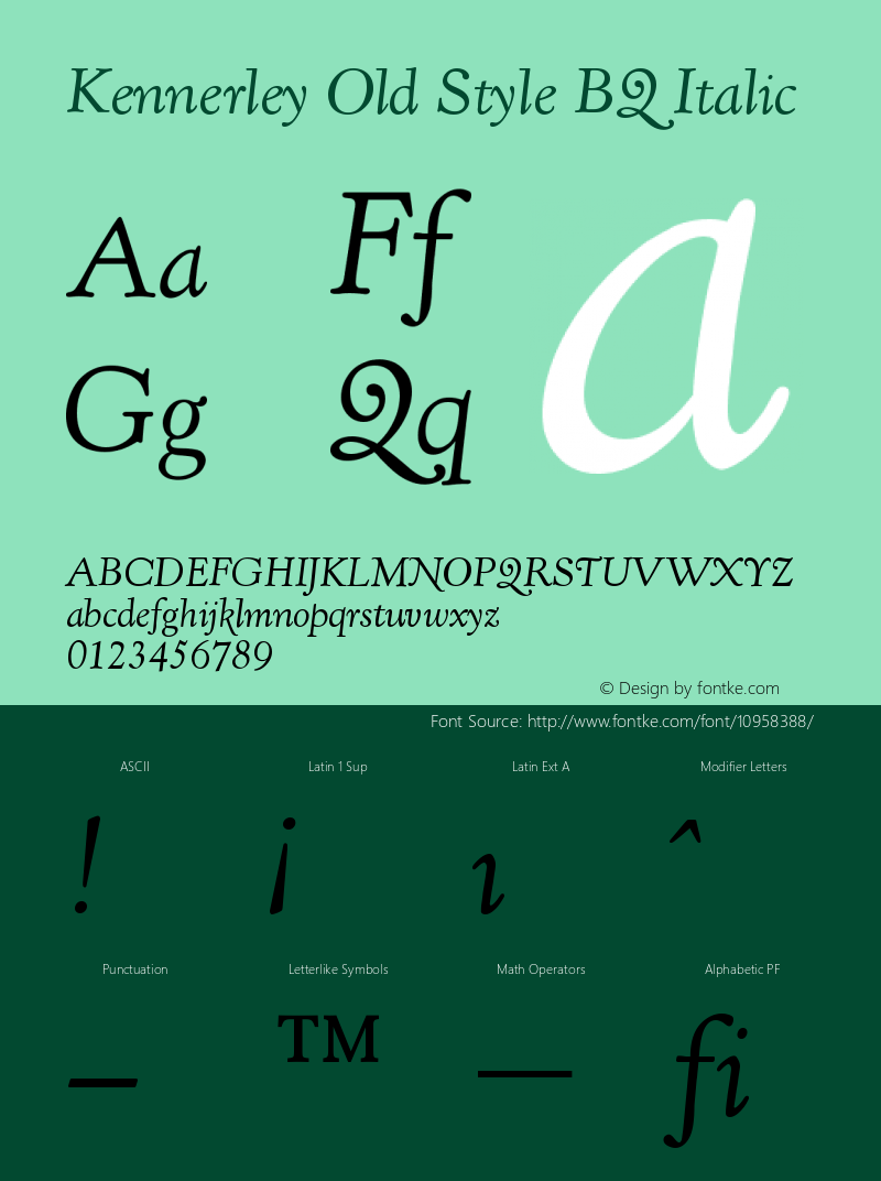 Kennerley Old Style BQ Italic Version 001.000图片样张