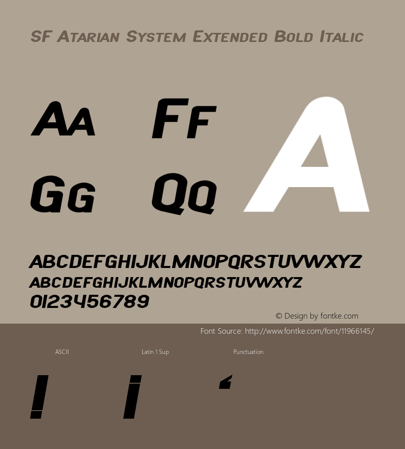 SF Atarian System Extended Bold Italic ver 1.0; 1999. Freeware.图片样张