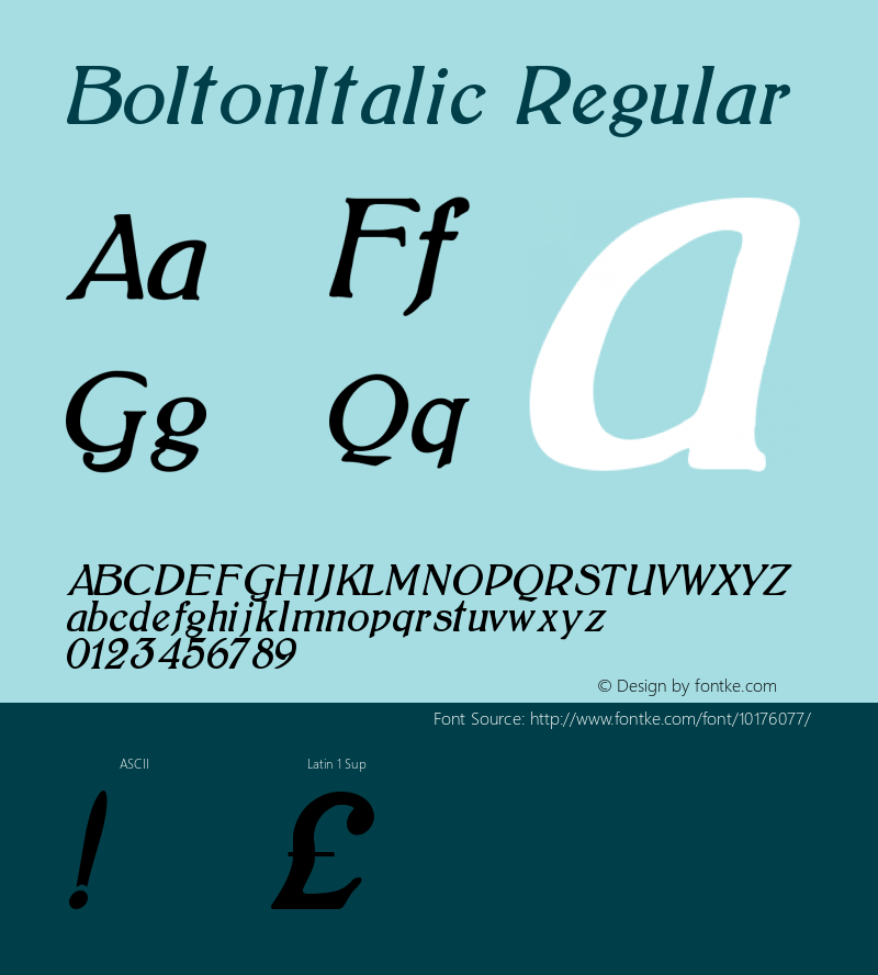 BoltonItalic Regular Version 1.00图片样张