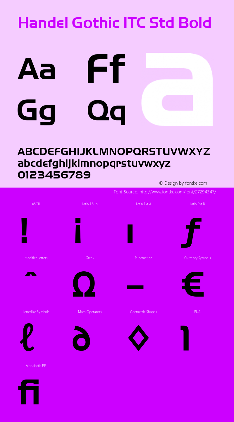 Handel Gothic ITC Std Bold Version 1.00图片样张