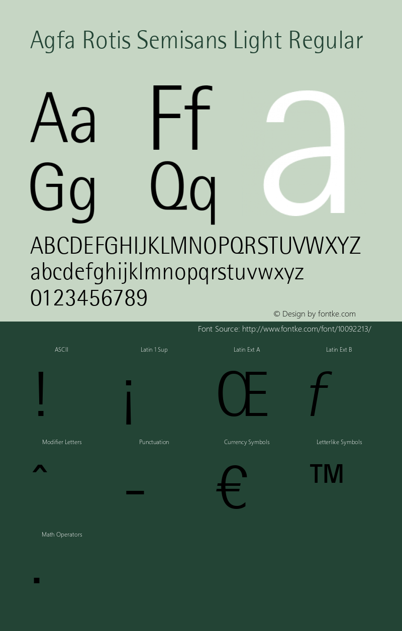 Agfa Rotis Semisans Light Regular Version 2.0; 1997; initial release图片样张