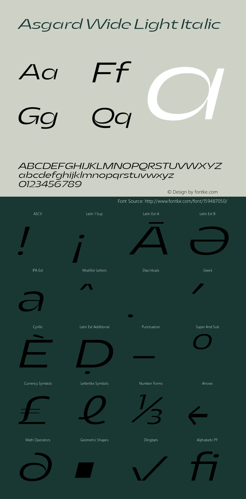 Asgard Wide Light Italic Version 2.003;FEAKit 1.0图片样张