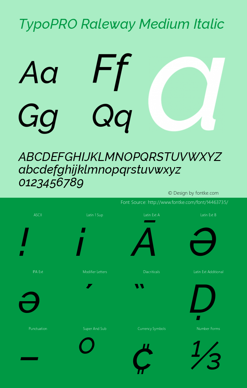 TypoPRO Raleway Medium Italic Version 3.000; ttfautohint (v0.96) -l 8 -r 28 -G 28 -x 14 -w 