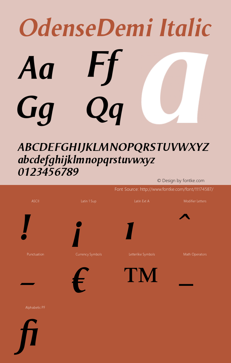 OdenseDemi Italic Version 005.000图片样张