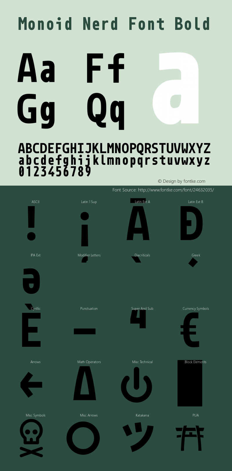 Monoid Bold Nerd Font Complete Version 0.61;Nerd Fonts 1.2.图片样张