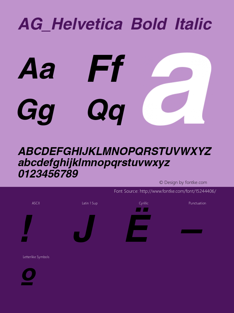 AG_Helvetica Bold Italic 001.000图片样张