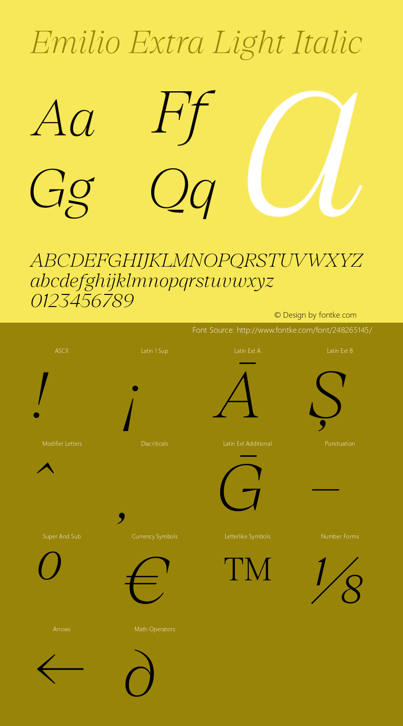 Emilio Extra Light Italic Version 1.000;Glyphs 3.1.2 (3151)图片样张