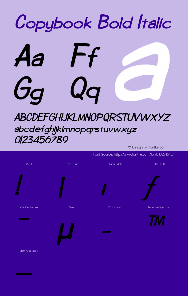 Copybook Bold Italic 1.0/1995: 2.0/2001图片样张