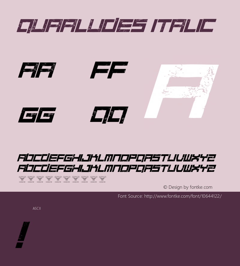 Quaaludes Italic Version 1.000;PS 001.001;hotconv 1.0.56图片样张