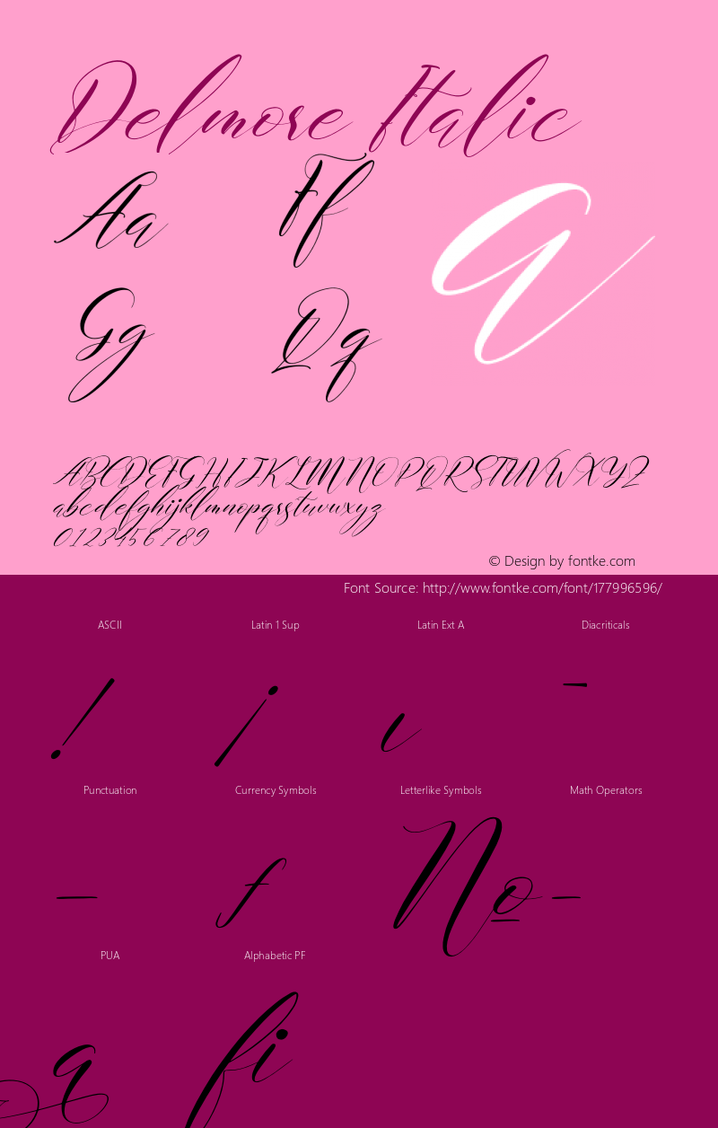 Delmore Italic Version 1.00;July 21, 2021;FontCreator 13.0.0.2683 64-bit图片样张