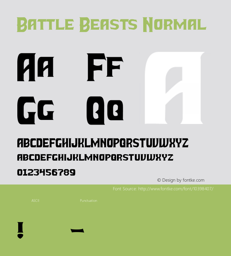 Battle Beasts Normal Macromedia Fontographer 4.1 12/27/2000图片样张