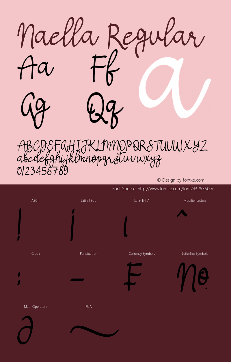 Naella Version 1.00;October 23, 2019;FontCreator 11.5.0.2430 32-bit图片样张