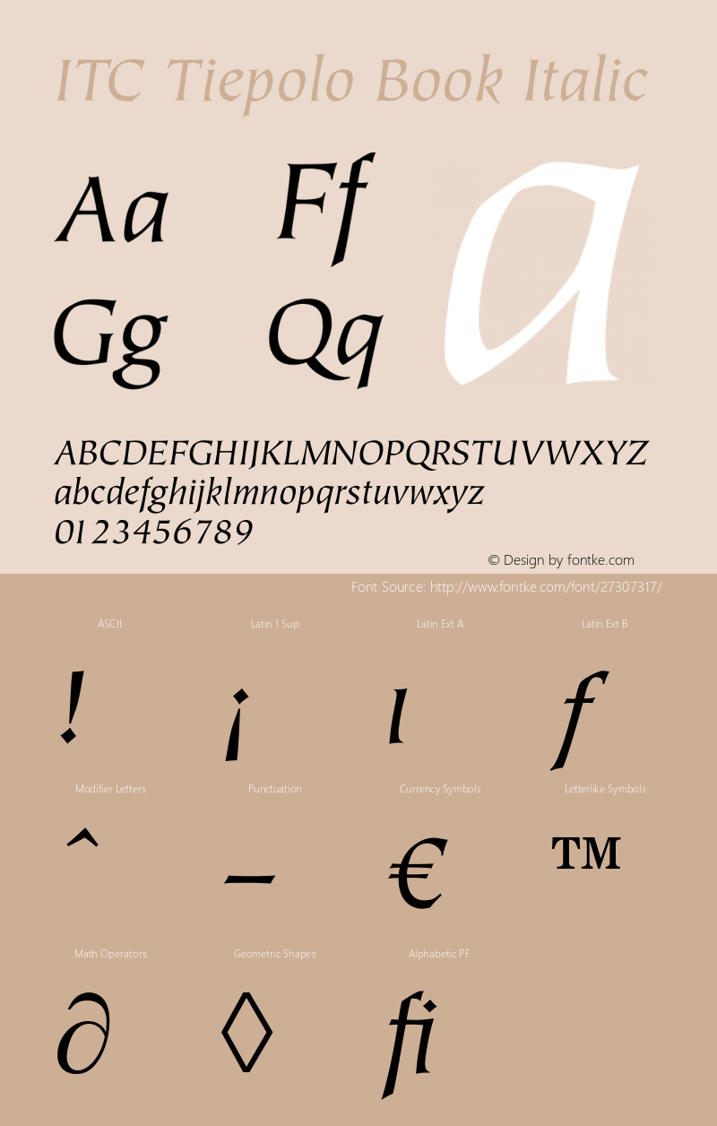 Tiepolo Book Italic Version 1.00图片样张