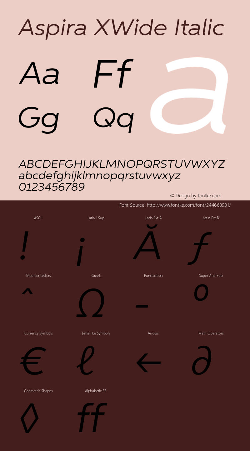 AspiraXWide-It Version 1.05          UltraPrecision Font图片样张