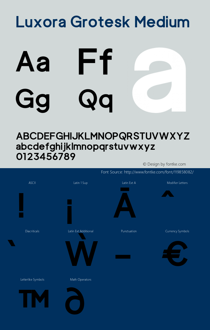 Luxora Grotesk Medium Version 1.000;hotconv 1.0.109;makeotfexe 2.5.65596图片样张