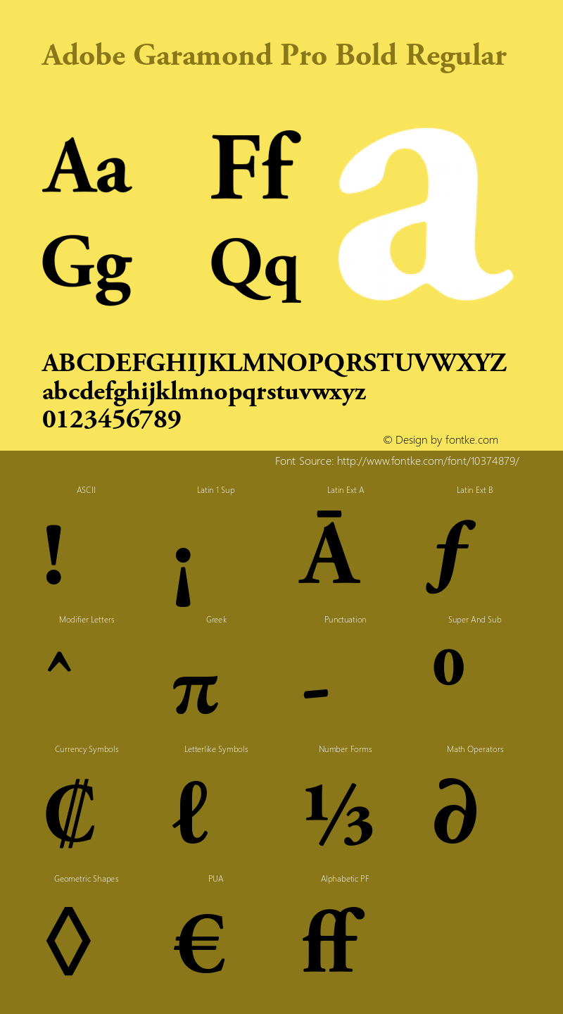 Adobe Garamond Pro Bold Regular Version 2.074;PS 2.000;hotconv 1.0.57;makeotf.lib2.0.21895图片样张