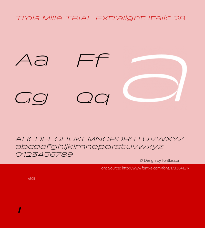 Trois Mille TRIAL Extlgt Itl 28 Version 1.000;hotconv 1.0.109;makeotfexe 2.5.65596图片样张