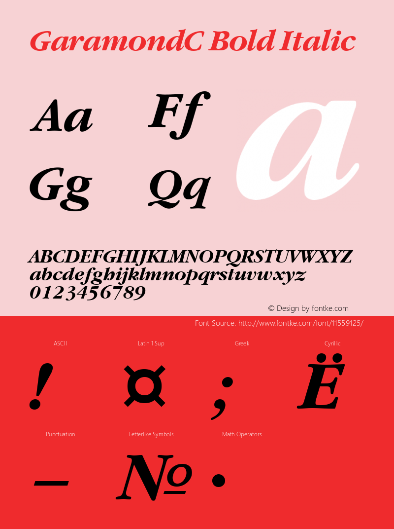 GaramondC Bold Italic Version 001.000图片样张