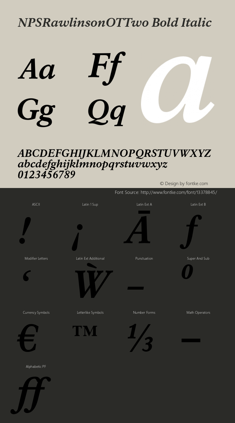 NPSRawlinsonOTTwo Bold Italic Version 1.001 2006图片样张