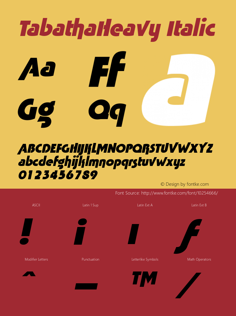 TabathaHeavy Italic The WSI-Fonts Professional Collection图片样张