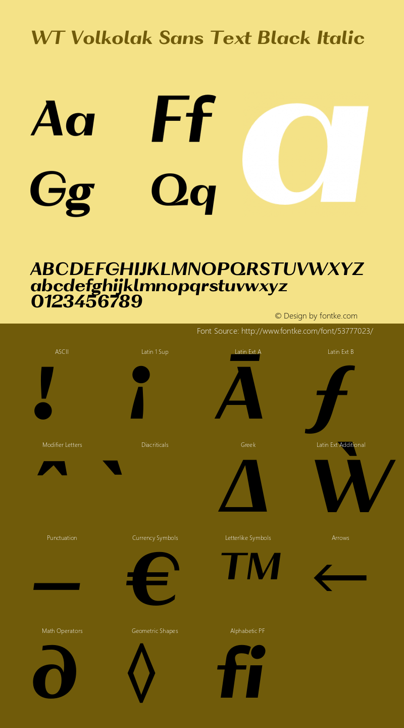 WT Volkolak Sans Text Black Italic Version 3.000;PS 003.000;hotconv 1.0.88;makeotf.lib2.5.64775图片样张